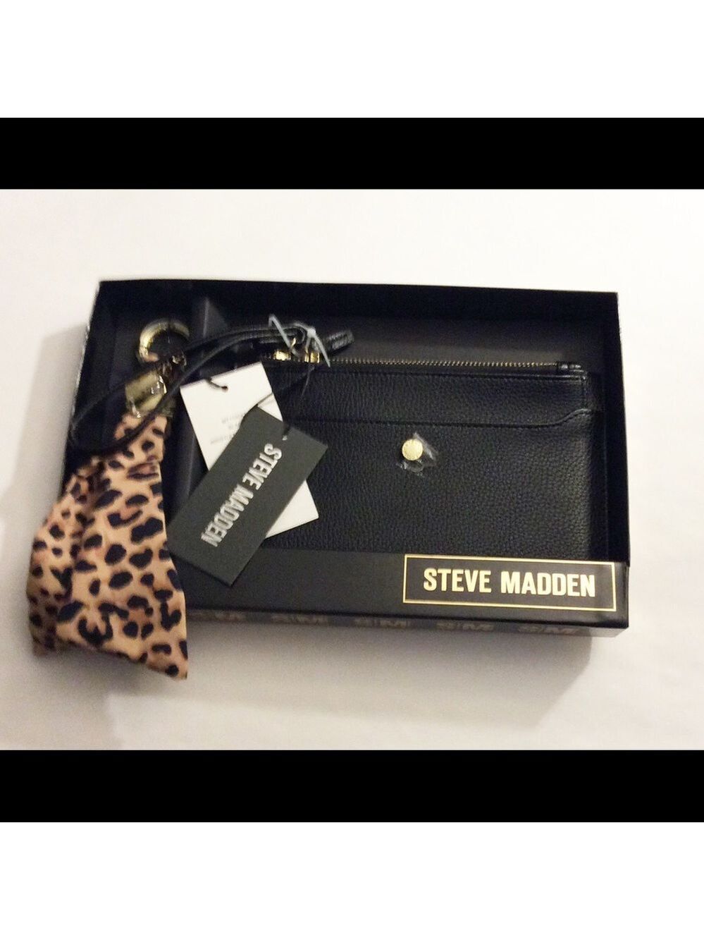 Steve Madden Black Wristlet Animal Print Key Ring - Picture 4 of 4